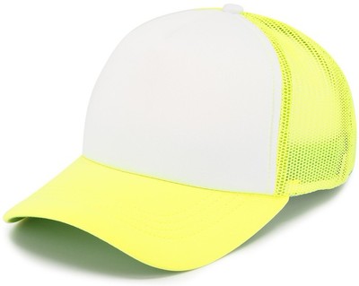 Кепка бейсболка тракер желтый неон с белым