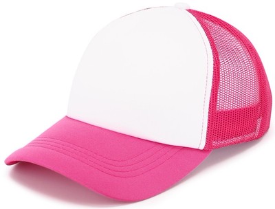 Кепка бейсболка тракер розовая с белым