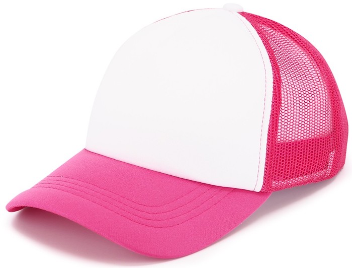 Кепка бейсболка тракер розовая с белым
