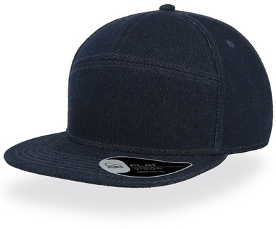 Кепка прямой козырек снепбэк биза синий джинс