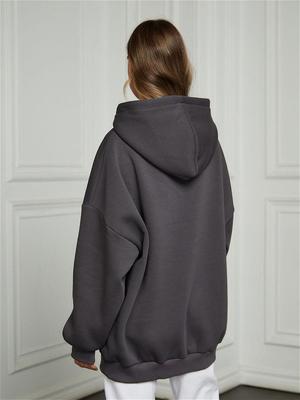 Толстовка байка худи оверсайз темно-серая