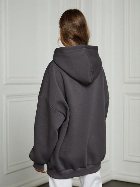 Толстовка байка худи оверсайз темно-серая